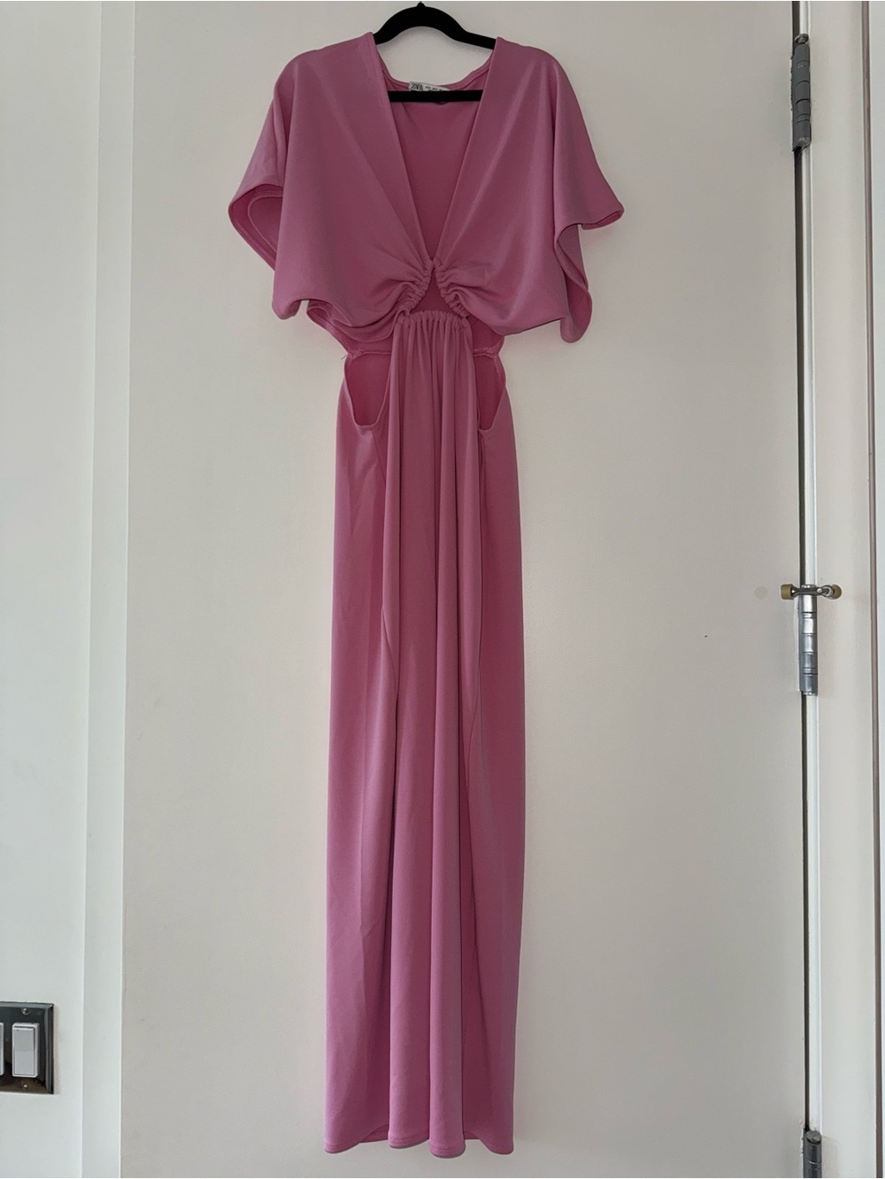 Zara Rose-Pink Maxi Dress with Gathered Waist